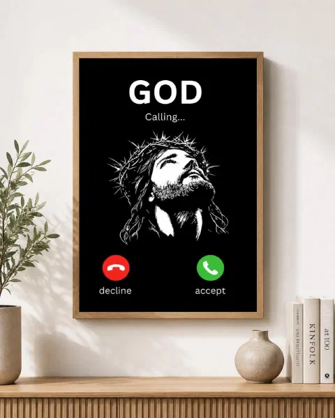 God Is Calling: A Modern Christian Poster for Teens, Dorms & Prayer Corners