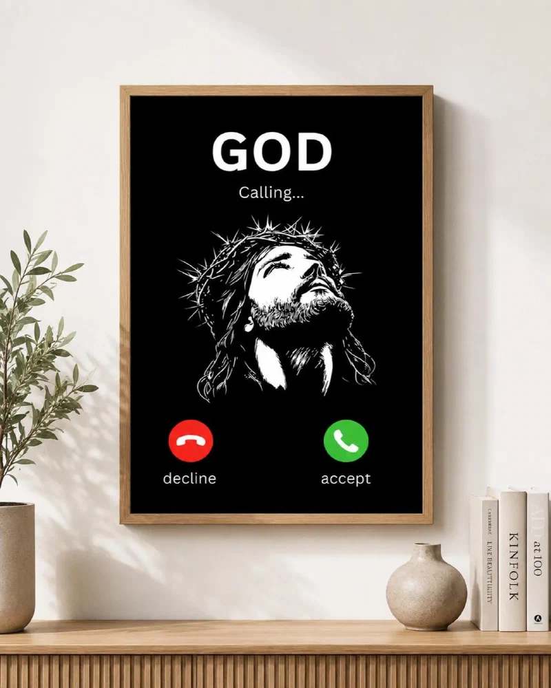 God Is Calling: A Modern Christian Poster for Teens, Dorms & Prayer Corners