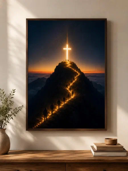 Path to the Cross: A Cinematic Christian Poster That Turns a Wall Into a Story