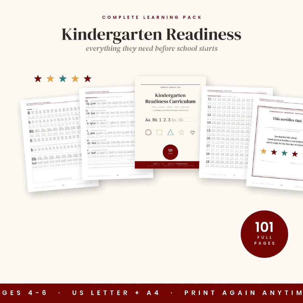 Kindergarten Curriculum Printable: The 101-Page Readiness Pack That Covers Everything Before School