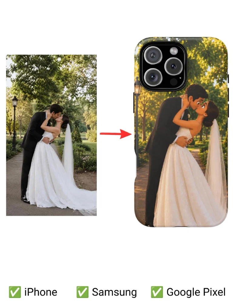 Custom Cartoon Portrait Phone Case: Your Photo as Animated Art