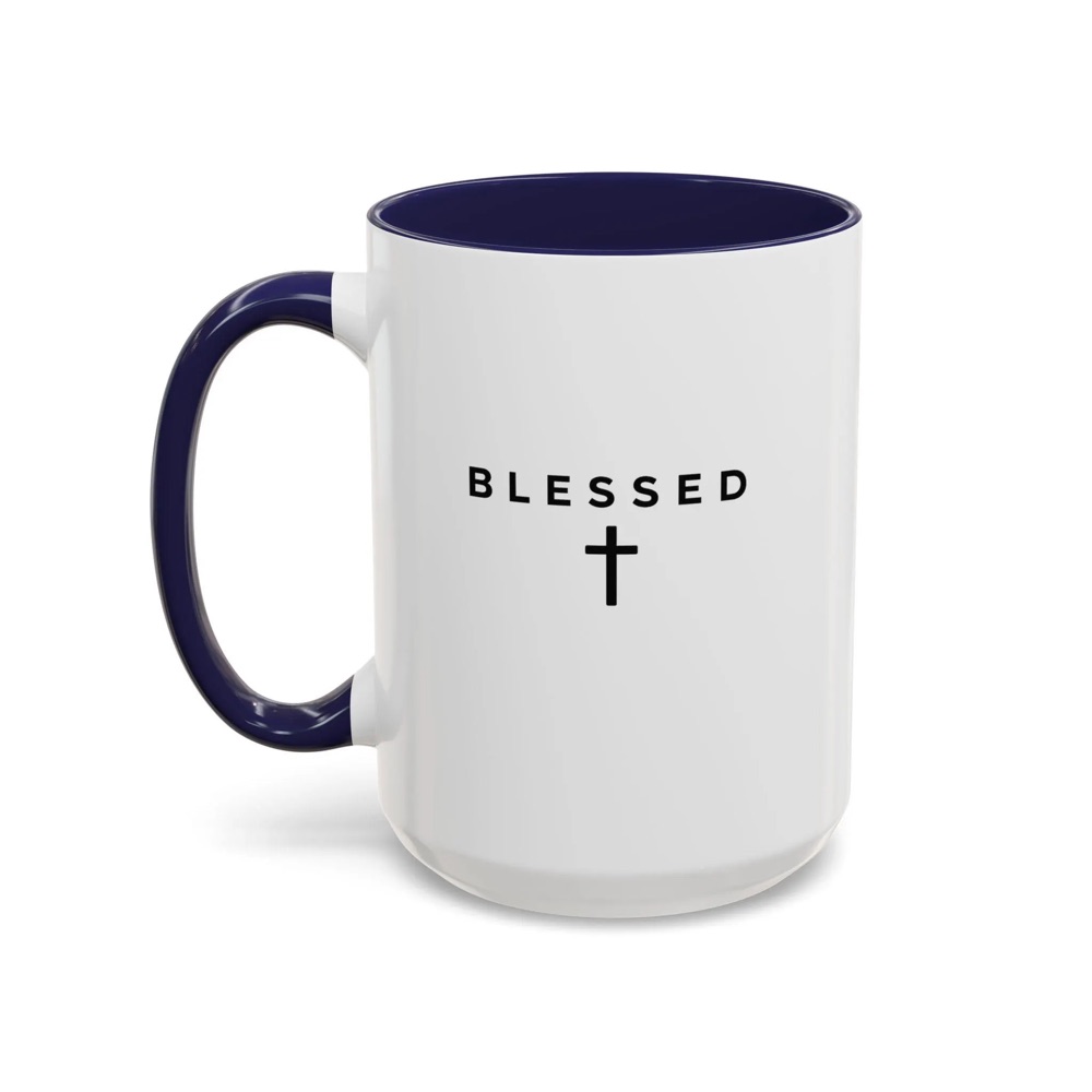 Blessed Mug with Cross, Minimalist Christian Mug