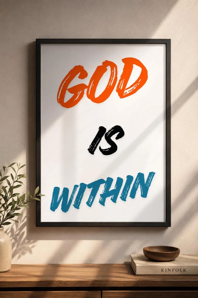 God Is Within Poster, Bold Typography Faith Decor